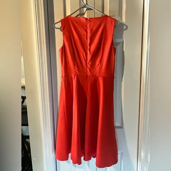 B Design Business Casual Orange Dress Women’s Size 6 Demure Office Flare Party - Picture 4 of 5